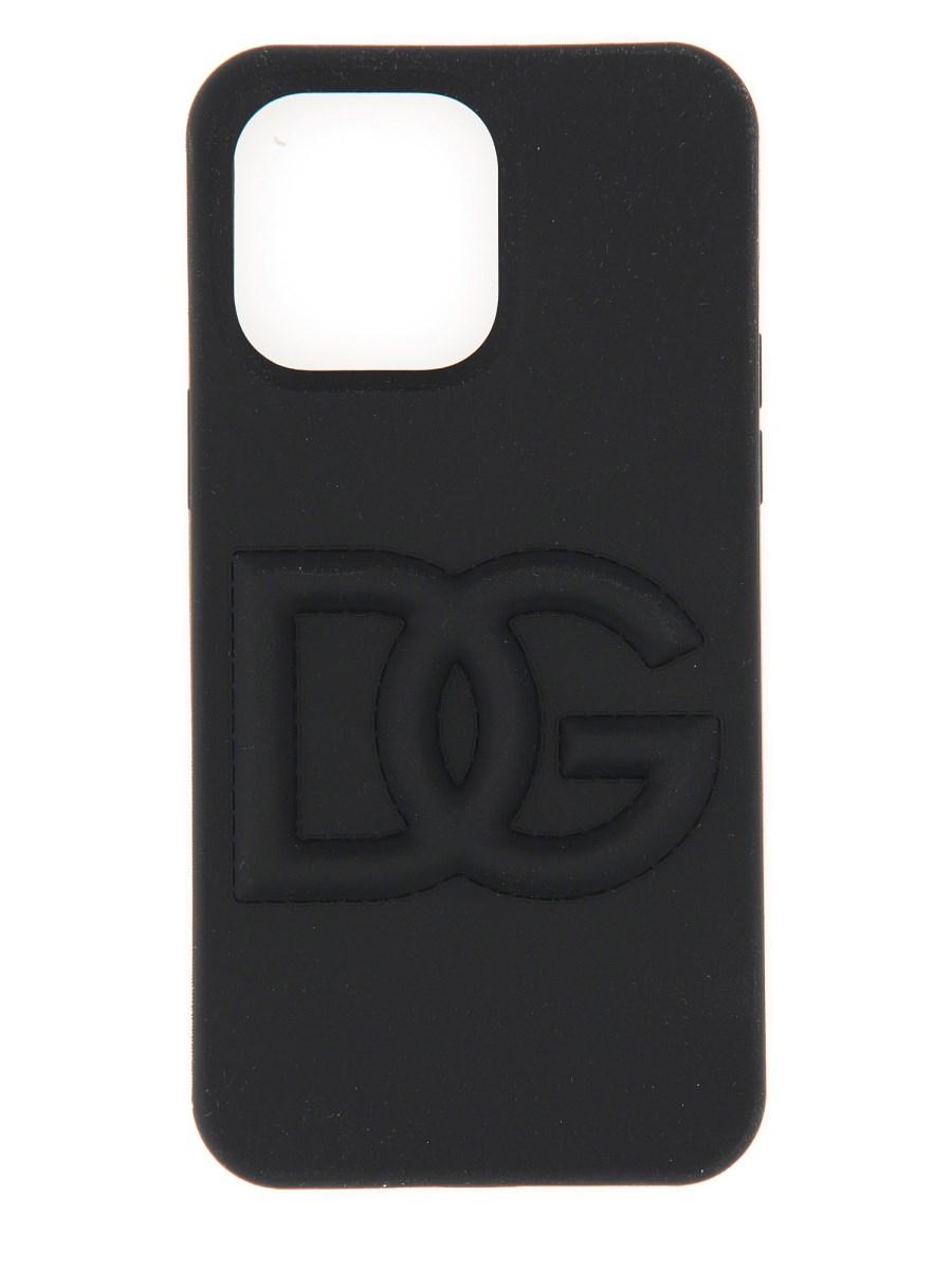 DOLCE & GABBANA COVER PER IPHONE 14 PRO IN GOMMA CON LOGO