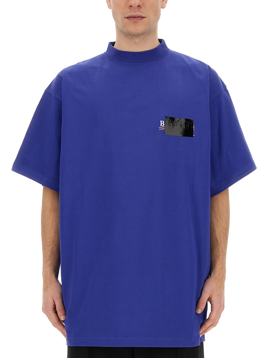 BALENCIAGA T-SHIRT IN JERSEY DI COTONE CON STAMPA LOGO