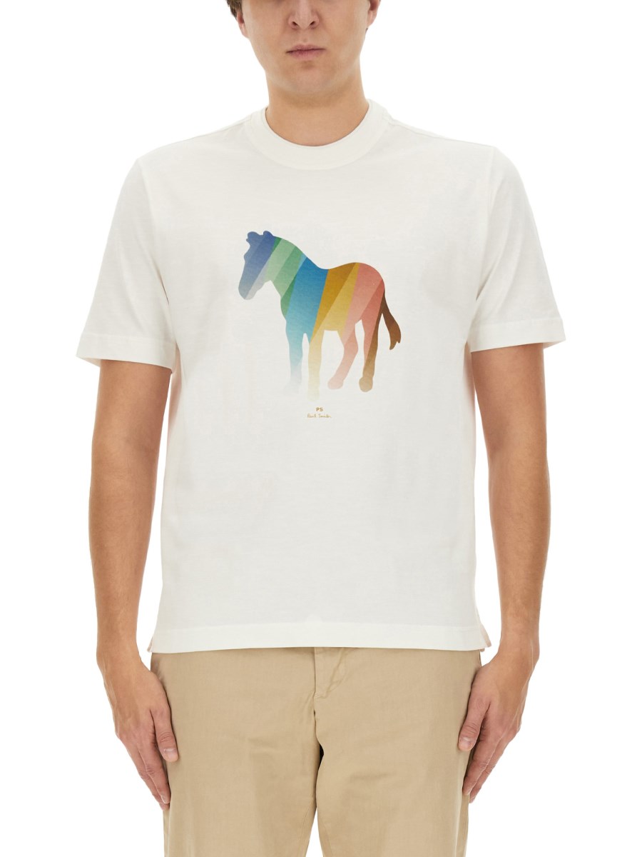 PS BY PAUL SMITH T-SHIRT IN JERSEY DI COTONE CON STAMPA ZEBRA