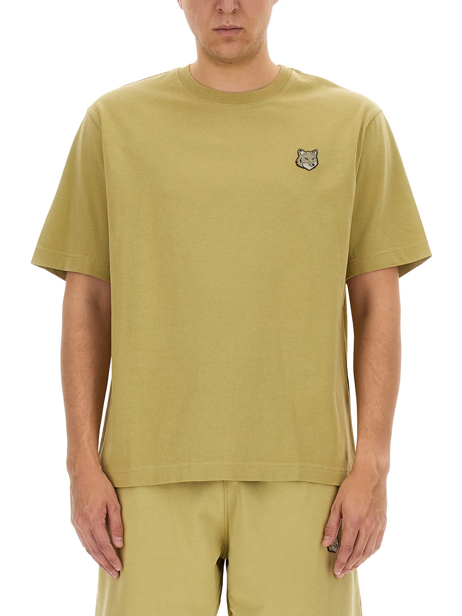 Maison Kitsuné Fox Head T-shirt In Beige