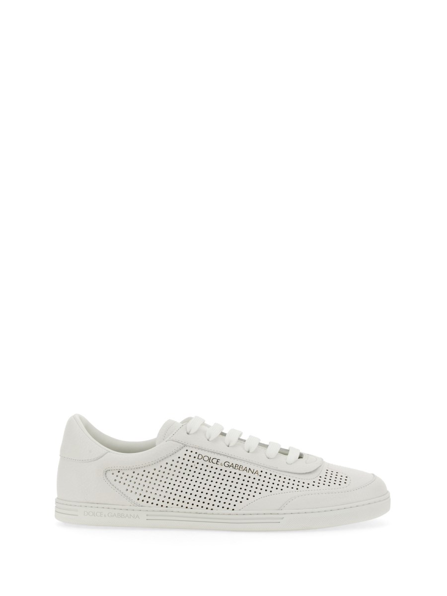 DOLCE & GABBANA SNEAKER SAINT TROPEZ IN PELLE TRAFORATA