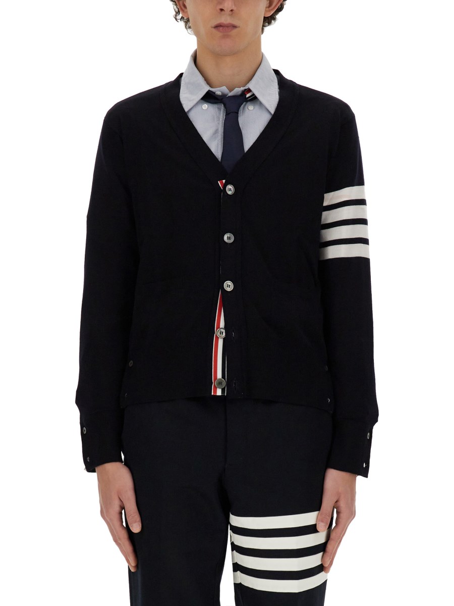 THOM BROWNE CARDIGAN IN LANA 4BAR STRIPE