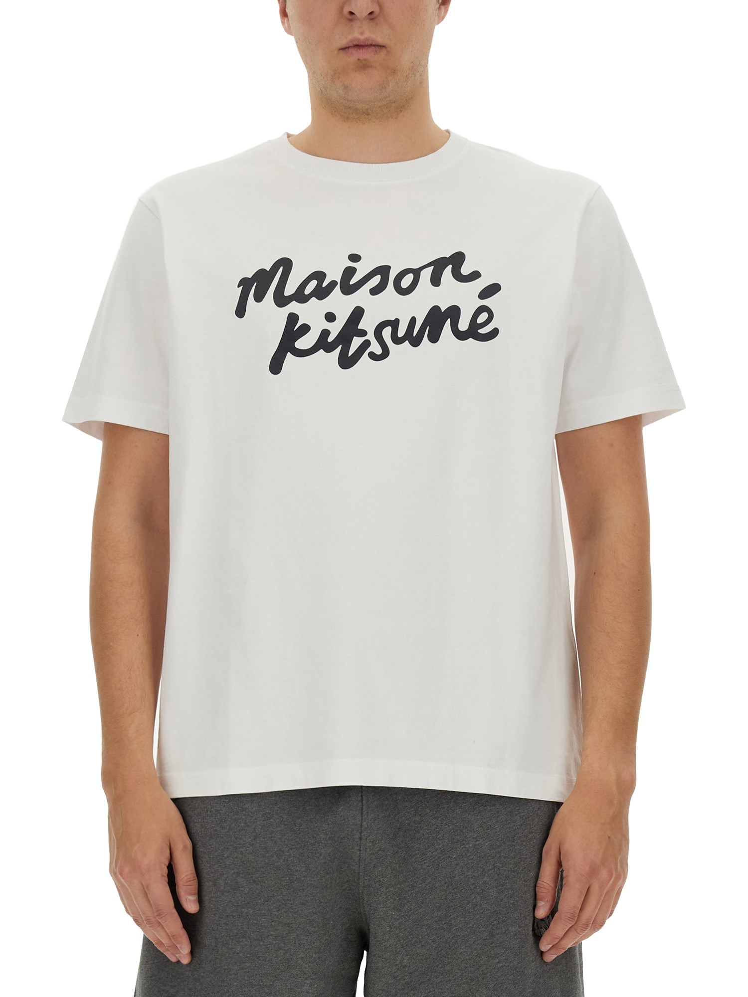 Maison Kitsuné Logo Print T-shirt In White