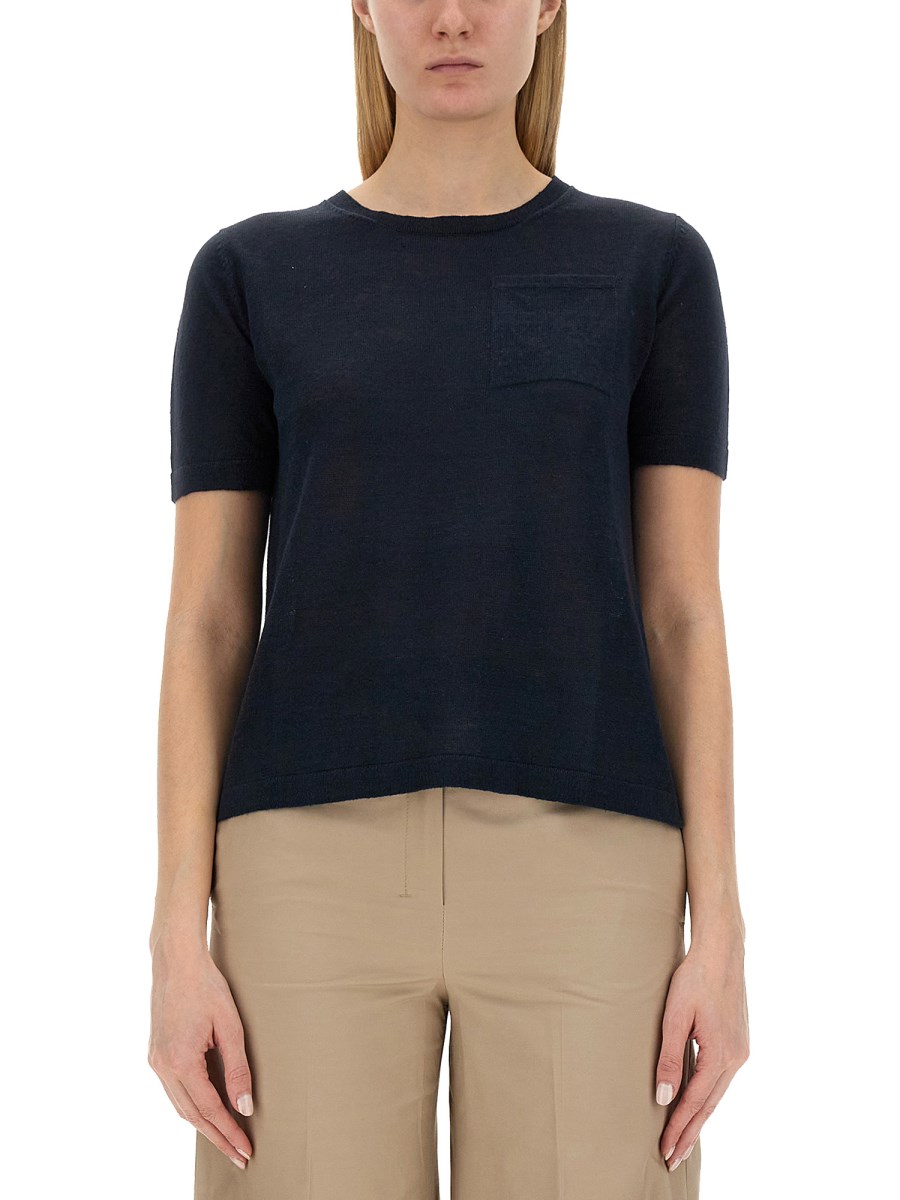 S MAX MARA T-SHIRT NOVARA IN LINO