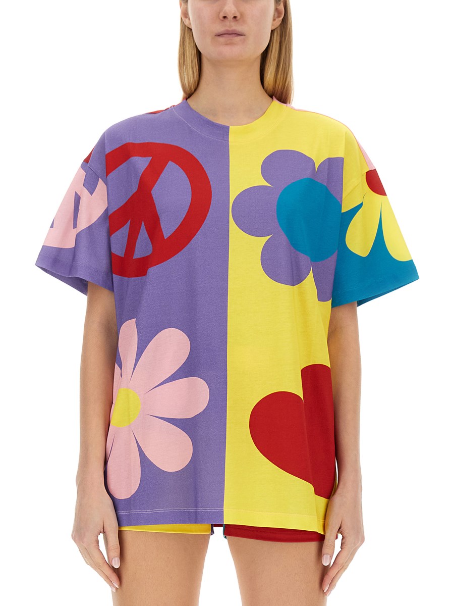 MOSCHINO JEANS T-SHIRT IN JERSEY SYMBOLS