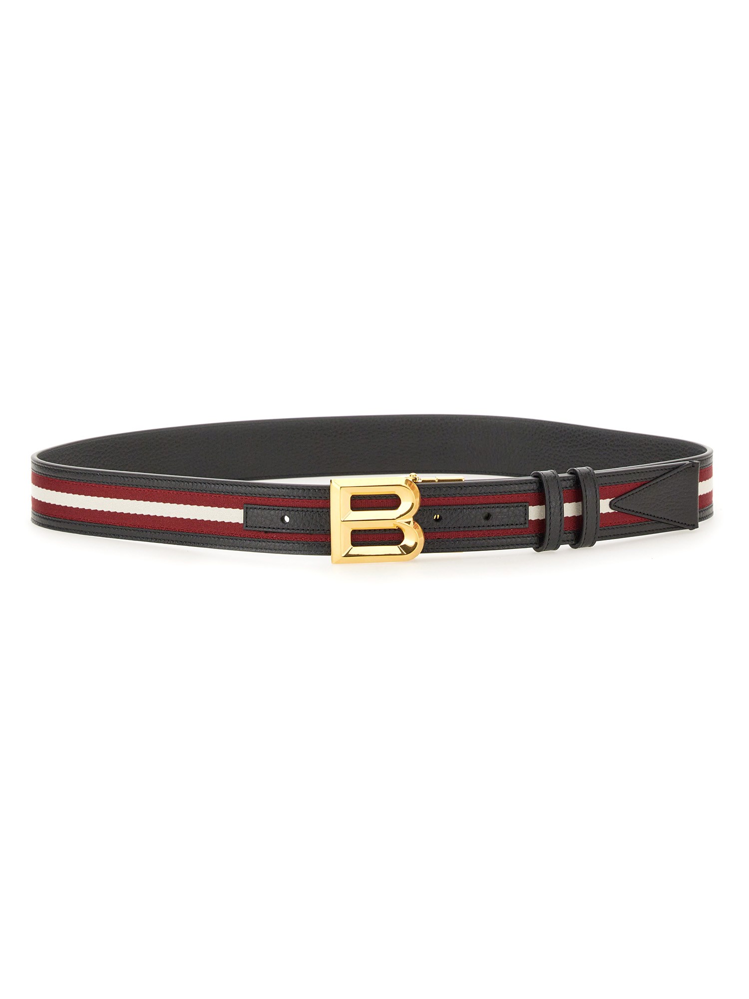 Bally Adjustable Striped Leather Belt Loop In Brown