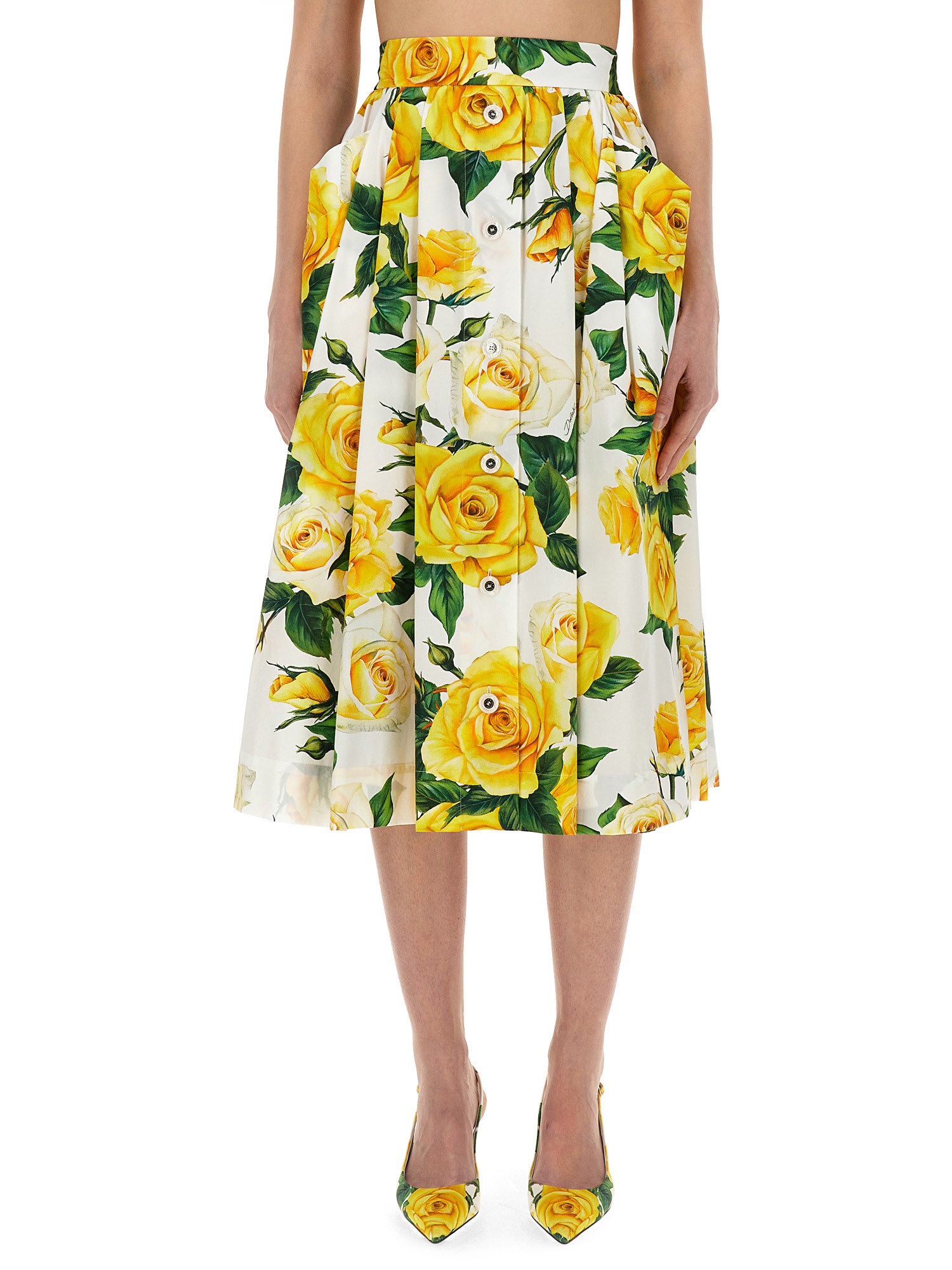 dolce & gabbana flower print full skirt