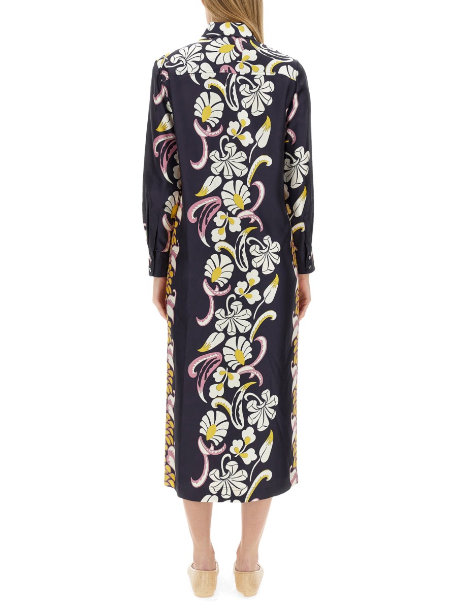 ワンピース Tory Burch Abito In Seta Stampato Abito stampato in twill di seta a pieghe: Donna
