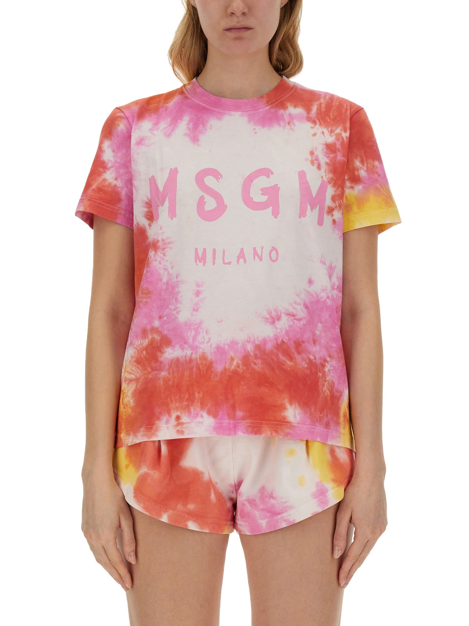 Shop Msgm Tie-dye T-shirt In Multicolour