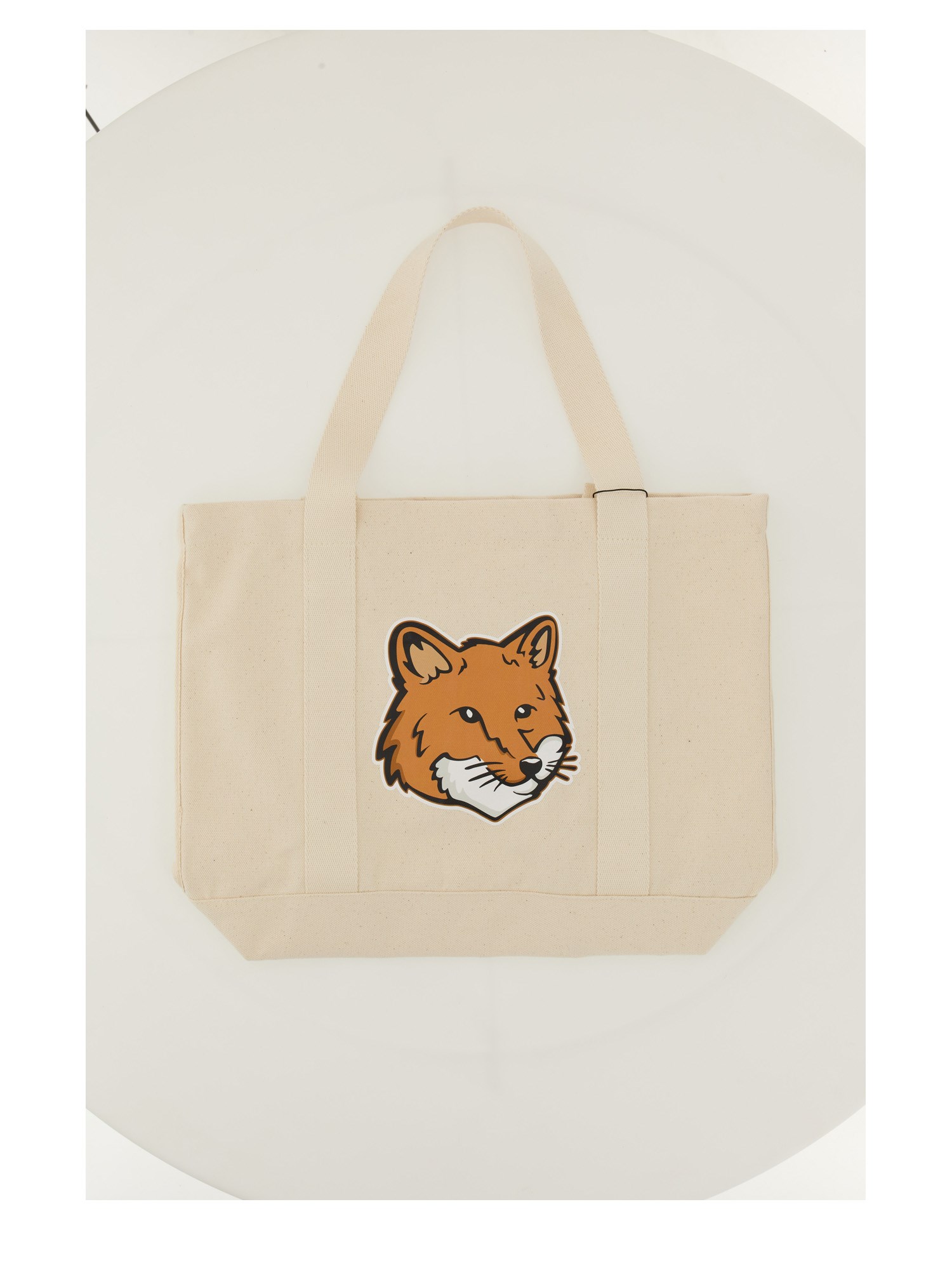 Maison Kitsuné Fox Head Print Bag In Powder