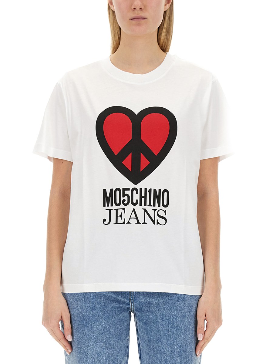 MOSCHINO JEANS T SHIRT IN JERSEY DI COTONE CON STAMPA LOGO Eleonora Bonucci