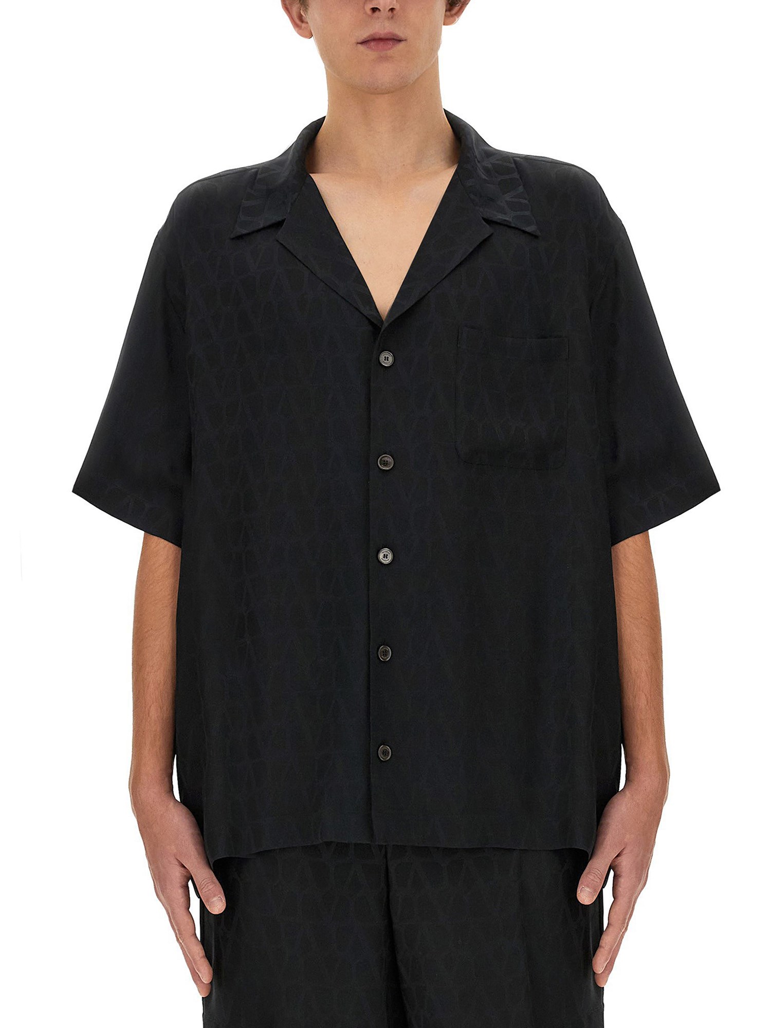 valentino bowling shirt with iconographe toile pattern