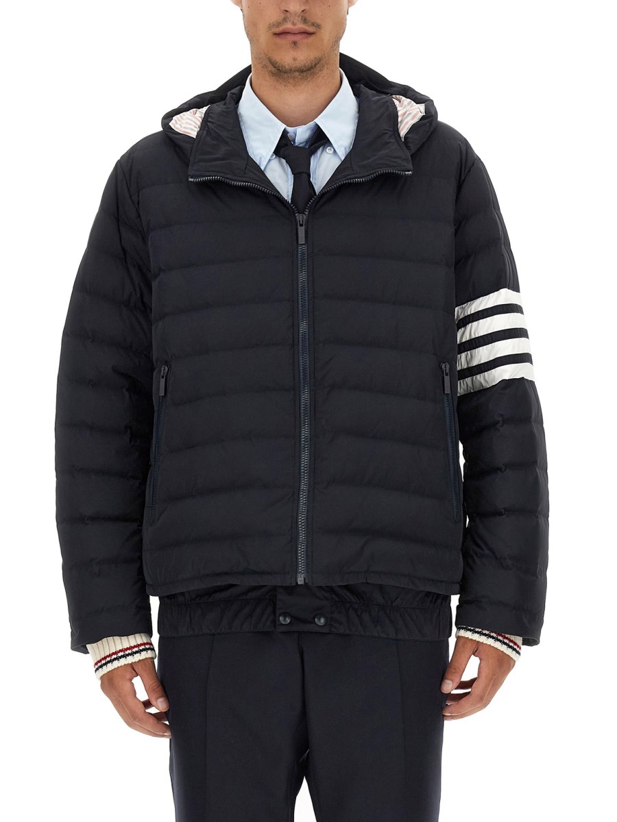 THOM BROWNE PIUMINO DI MISTO NYLON 4 BAR CON CAPPUCCIO