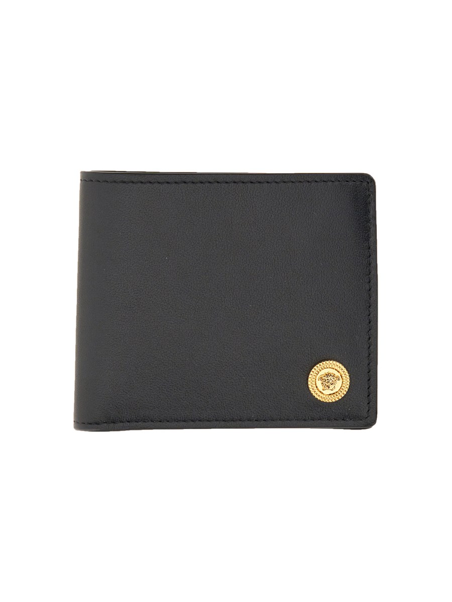 VERSACE PORTAFOGLIO BIFOLD IN PELLE CON LOGO