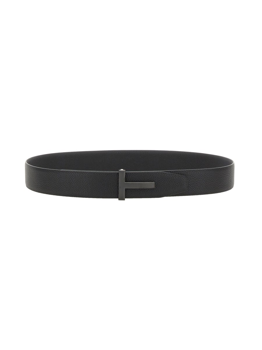 TOM FORD T-buckle leather belt - Black