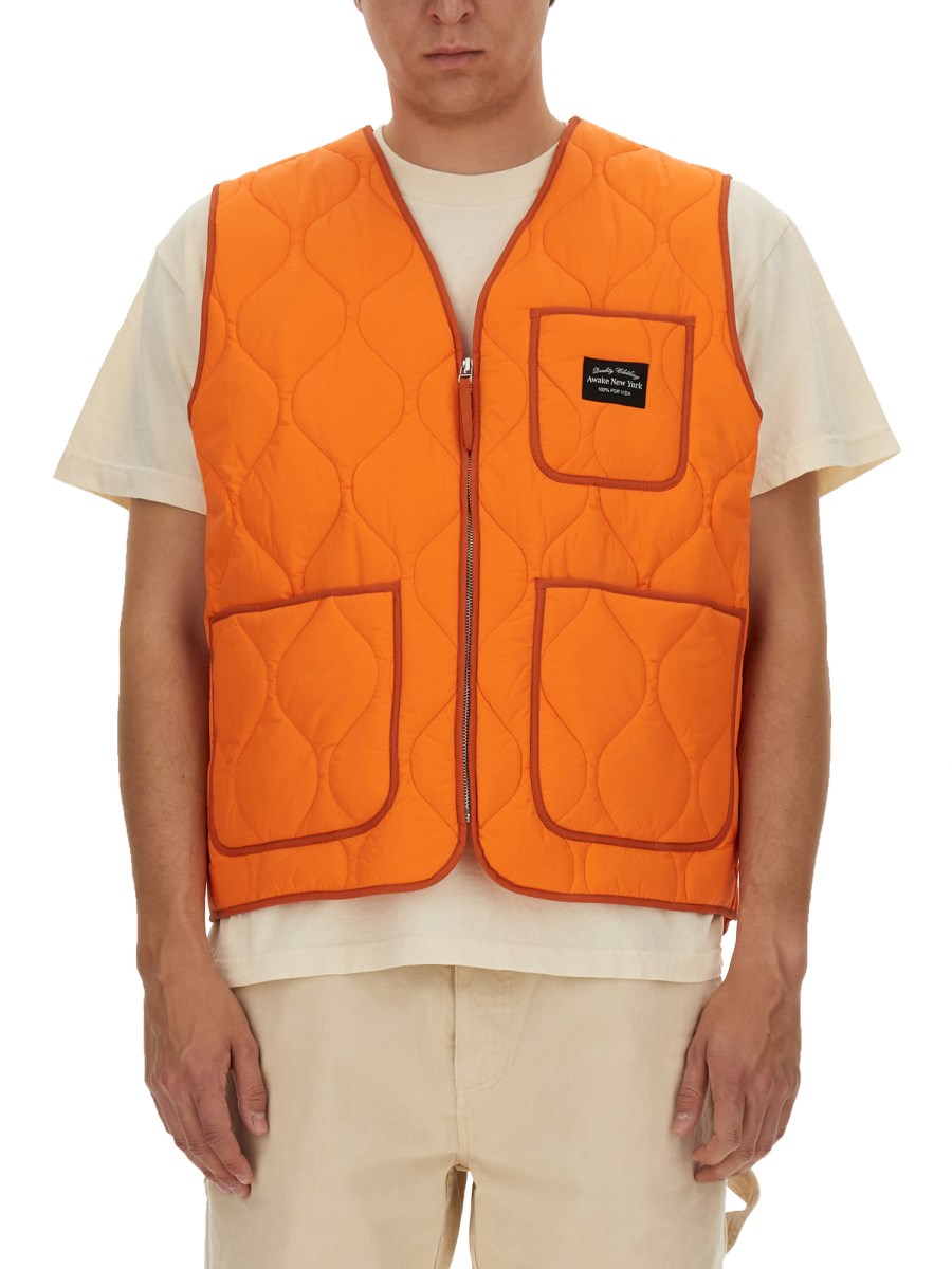 AWAKE NY GILET IN NYLON TRAPUNTATO CON LOGO