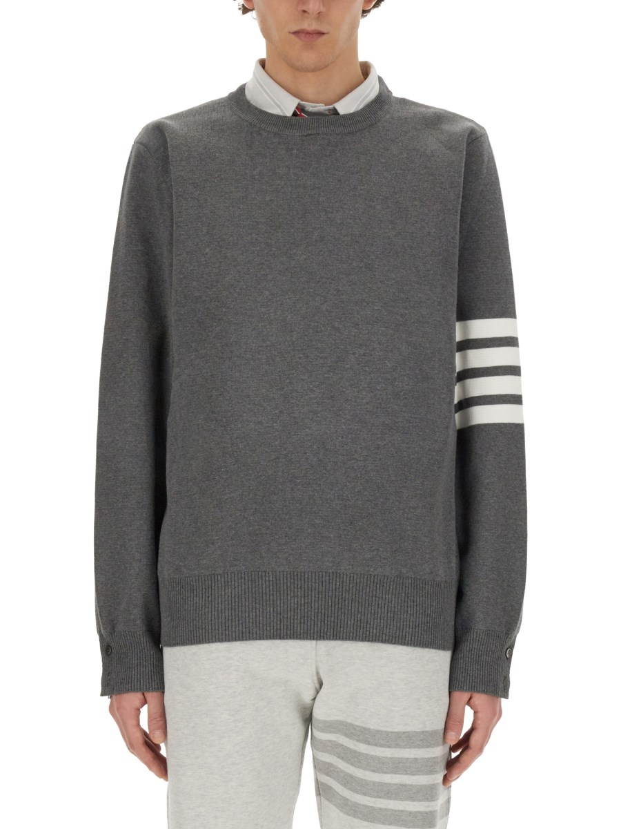 THOM BROWNE MAGLIA IN COTONE CON INTARSIO 4BAR STRIPE