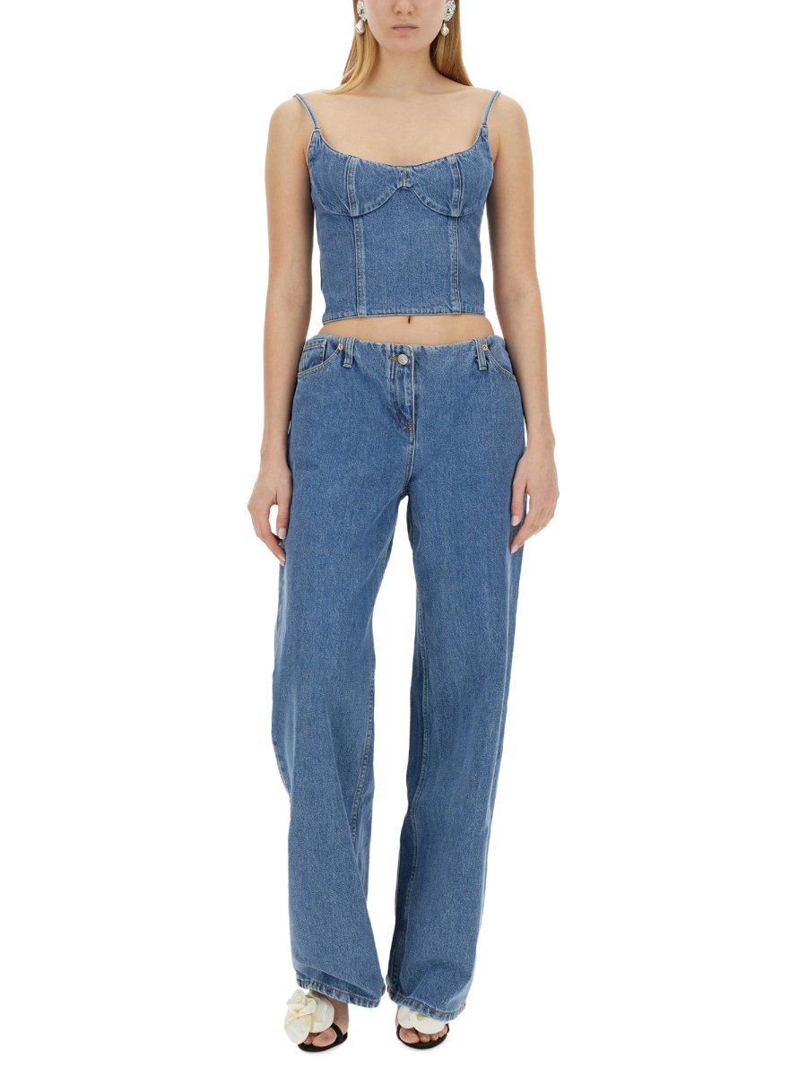 Blue Corset Denim Tank Top by Magda Butrym on Sale