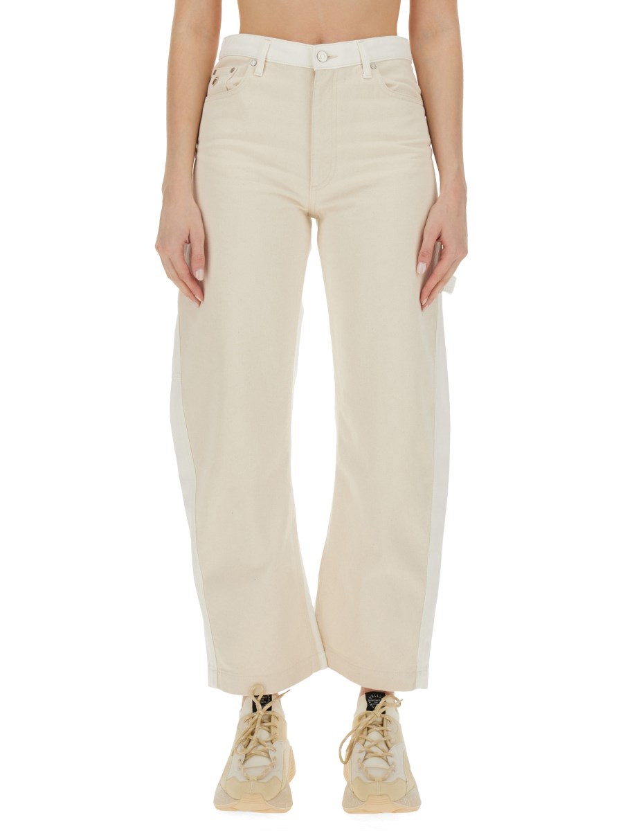 STELLA McCARTNEY JEANS UTILITY CON GAMBA A BANANA IN DENIM DI COTONE