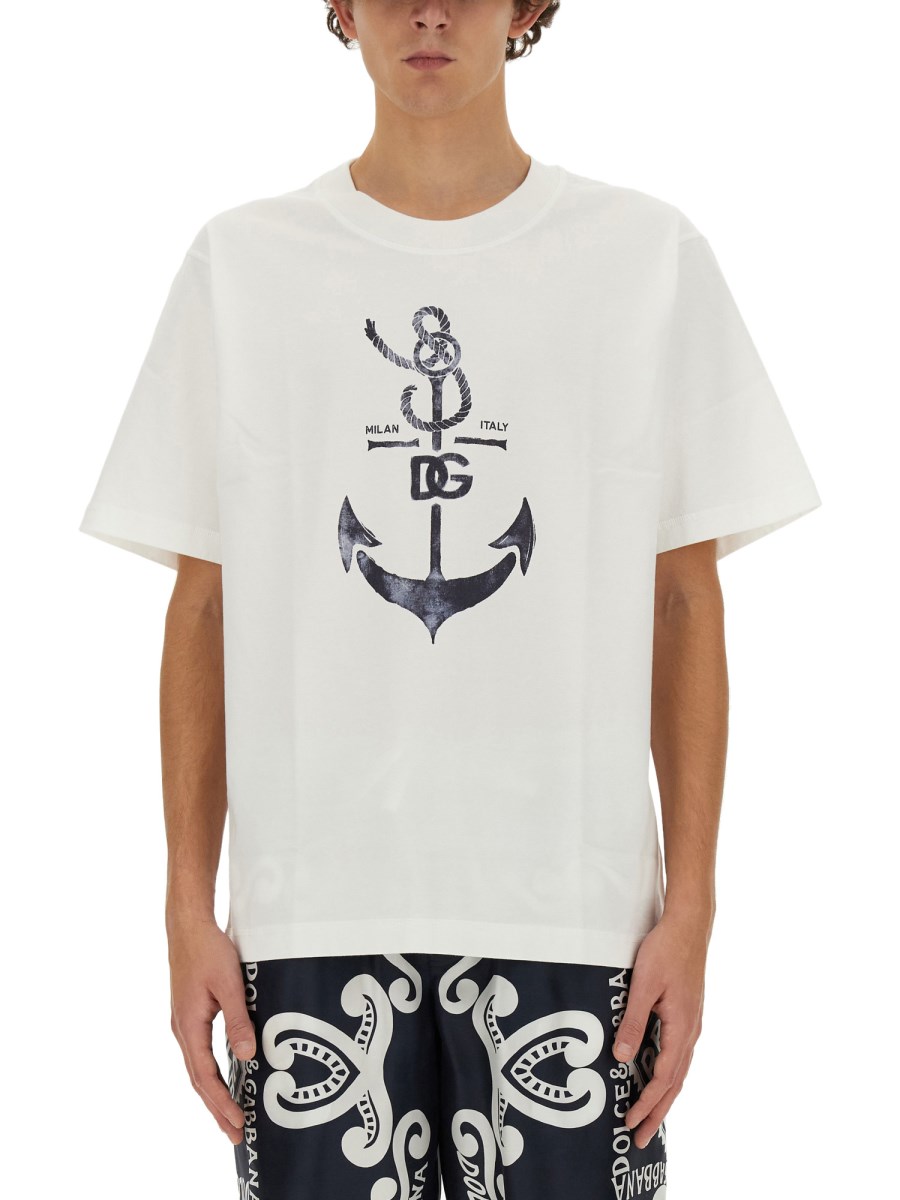 DOLCE & GABBANA T-SHIRT IN JERSEY DI COTONE CON STAMPA