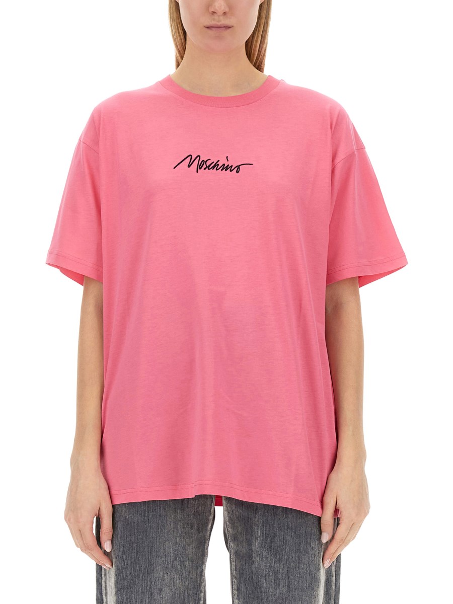 MOSCHINO T-SHIRT IN JERSEY DI COTONE CON LOGO