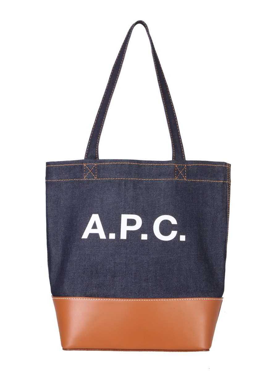 A.P.C. BORSA TOTE "AXEL" IN DENIM E PELLE