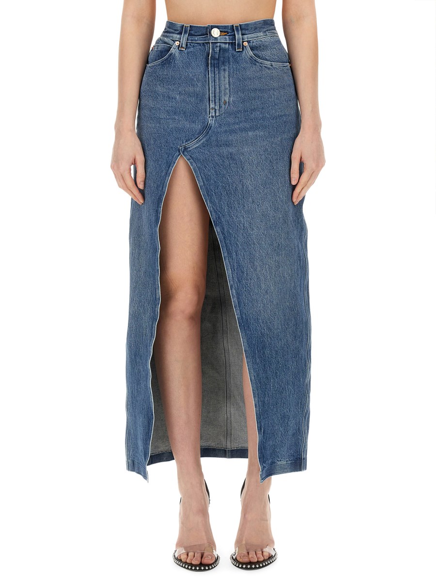 ALEXANDER WANG GONNA CON SPACCO IN DENIM DI COTONE