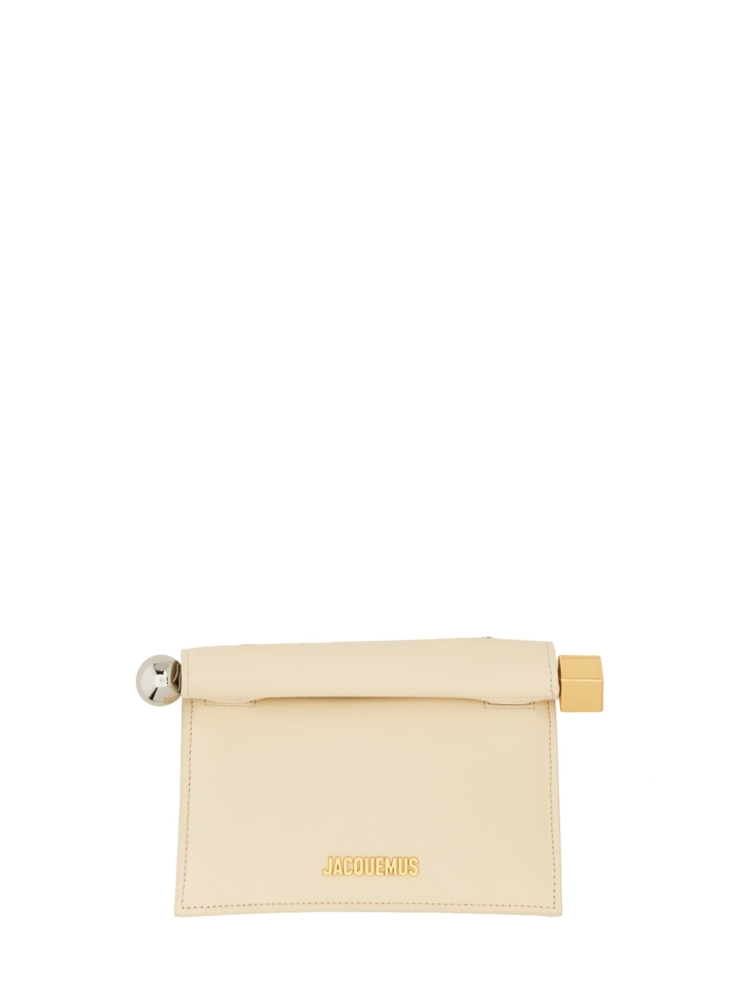 Jacquemus Mini "rond Carre" Clutch Bag In Ivory