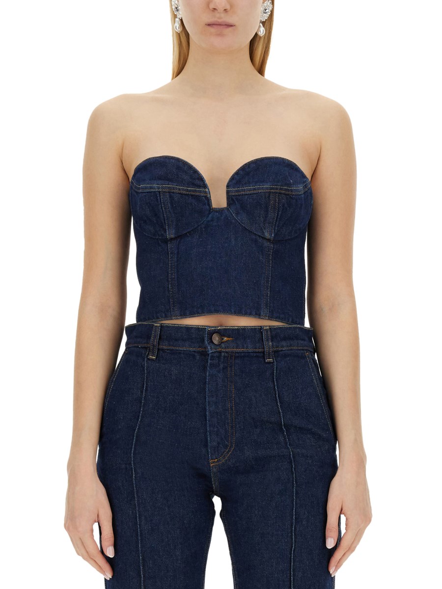 MAGDA BUTRYM TOP A CORSETTO IN DENIM DI COTONE