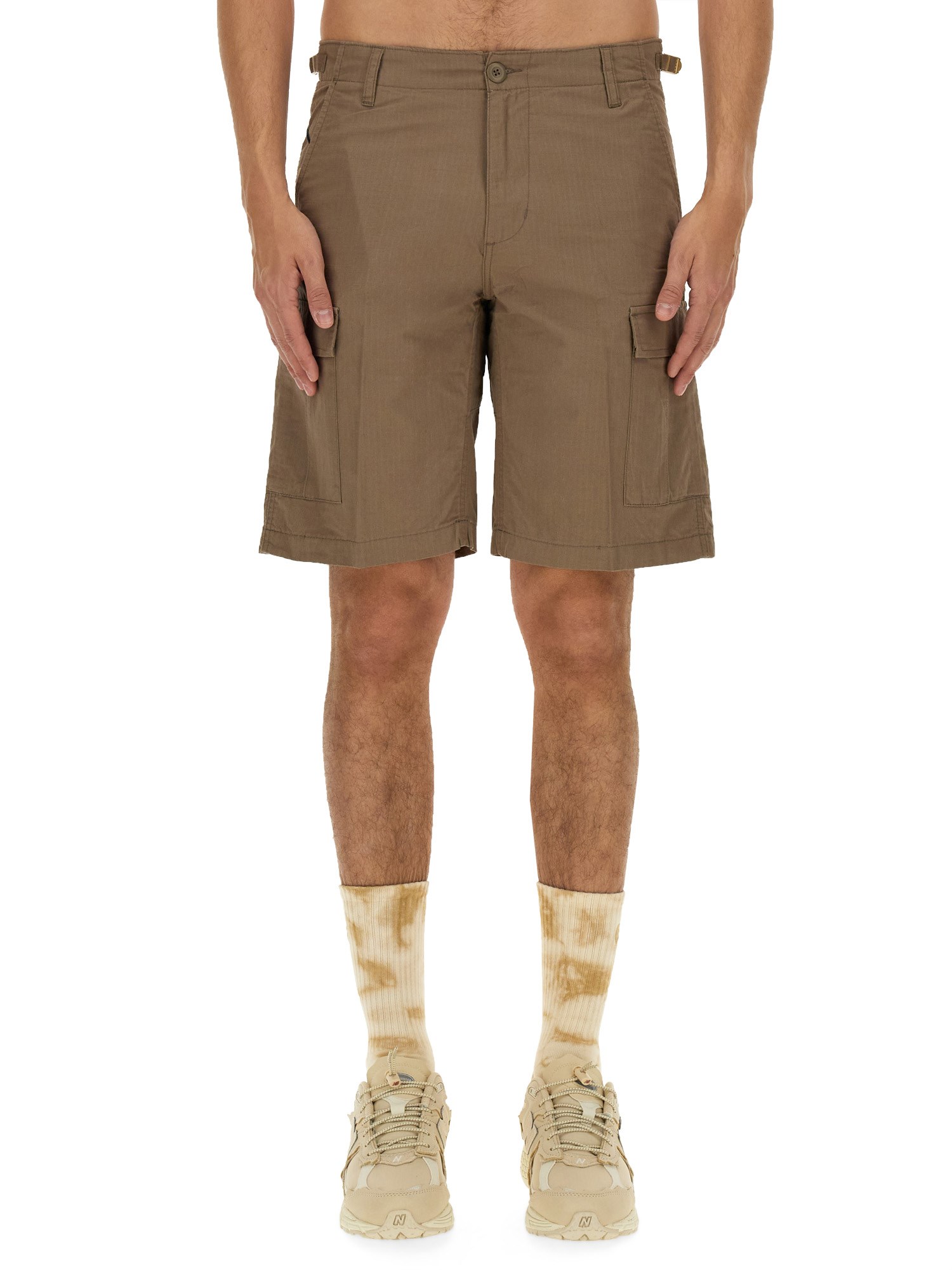 Shop Carhartt Cotton Bermuda Shorts In Beige