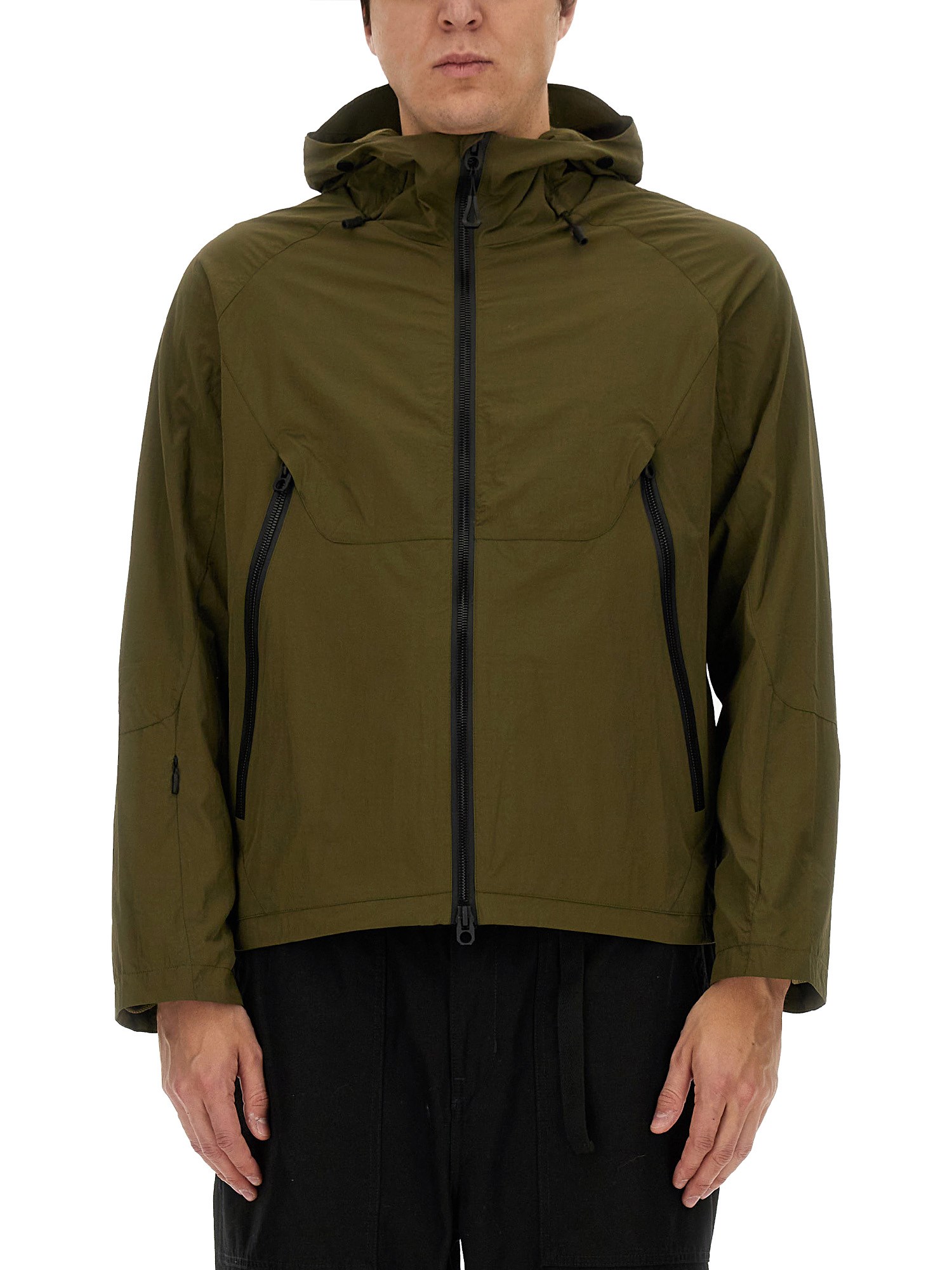 Jg1 Textured Nylon Hooded Jacket In Green