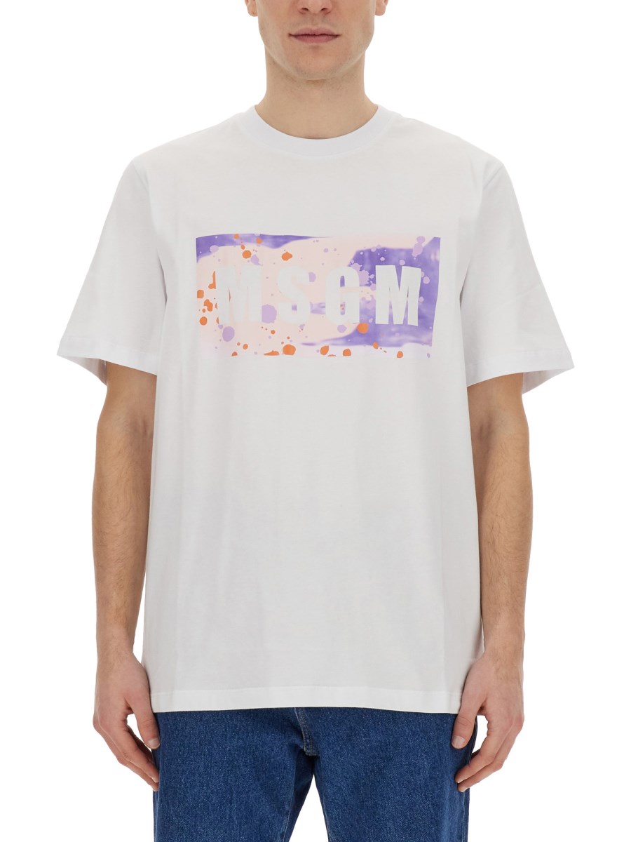 MSGM T-SHIRT IN JERSEY DI COTONE CON LOGO