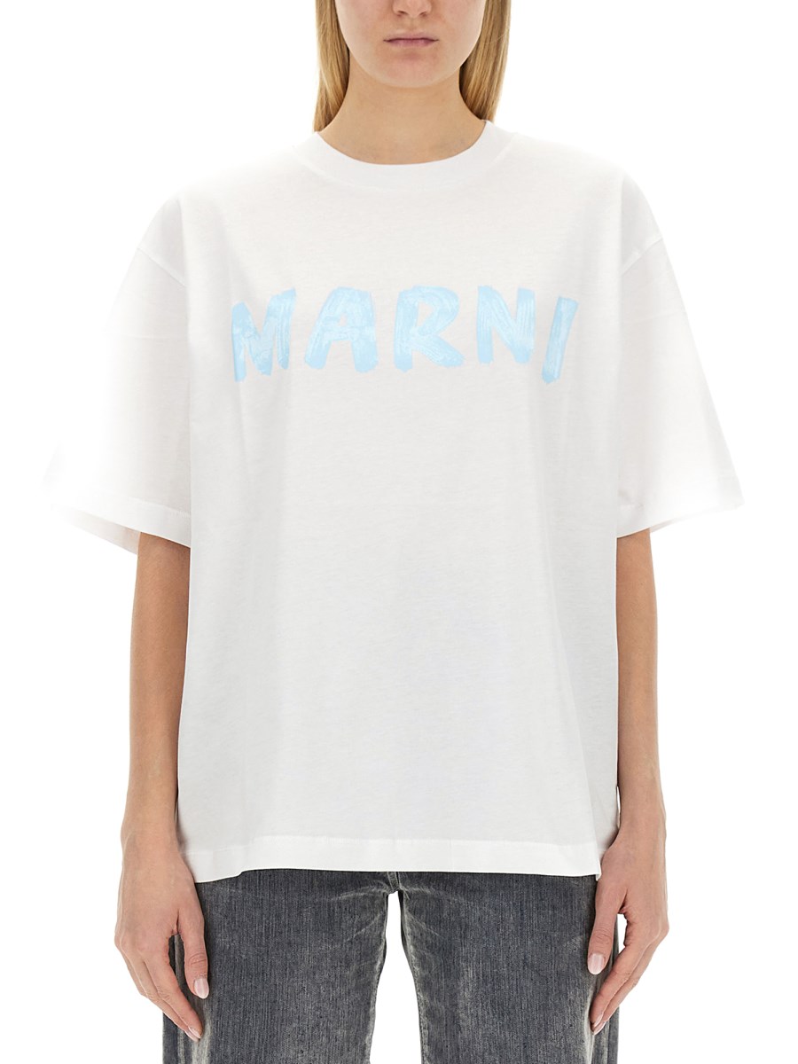 MARNI T-SHIRT IN JERSEY DI COTONE CON STAMPA LOGO