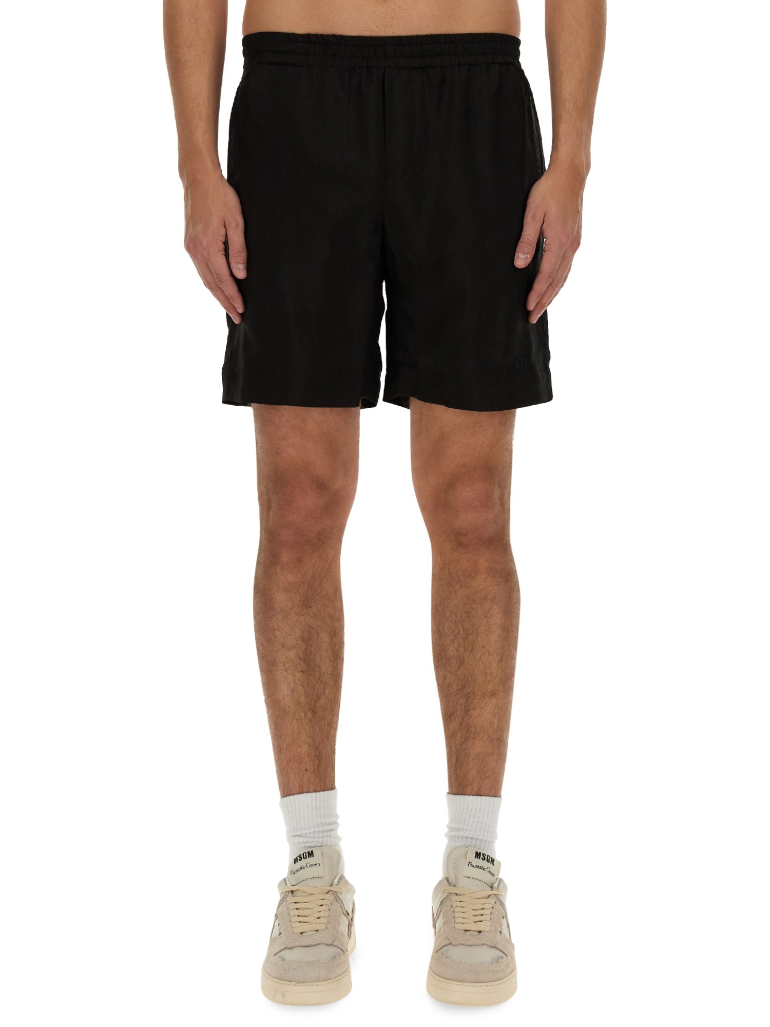 Shop Msgm Short With Logo In Black