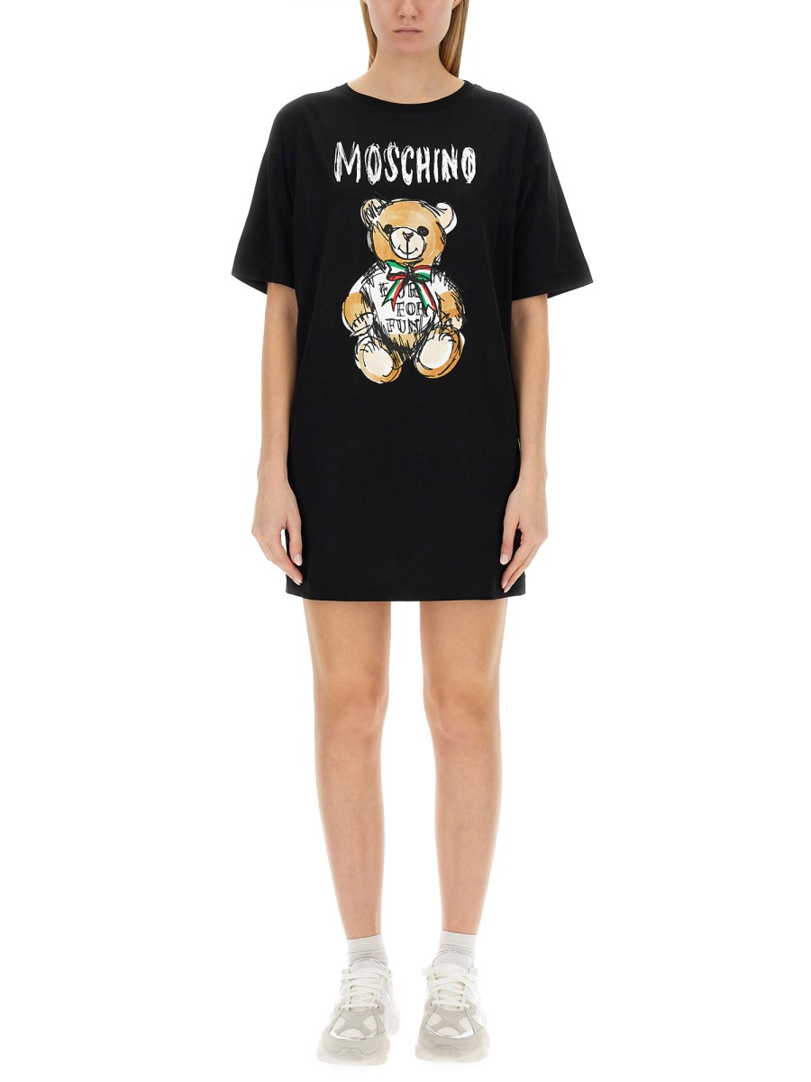 MOSCHINO - COTTON JERSEY DRESS WITH TEDDY PRINT - Eleonora Bonucci