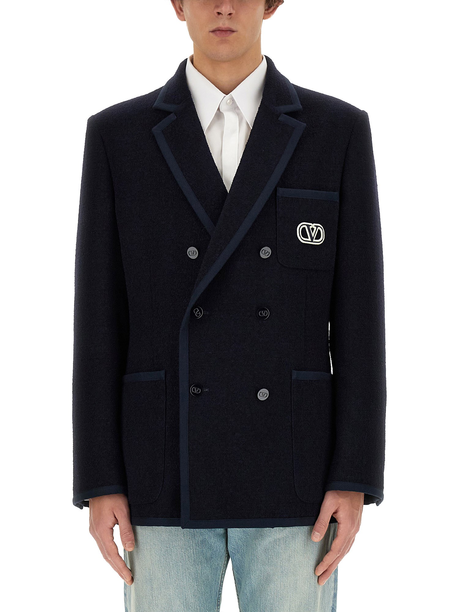 valentino boucle' wool double-breasted jacket