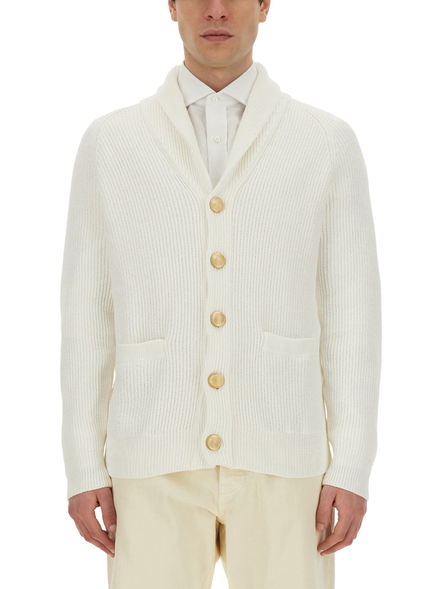 brunello cucinelli cardigan with logoed buttons