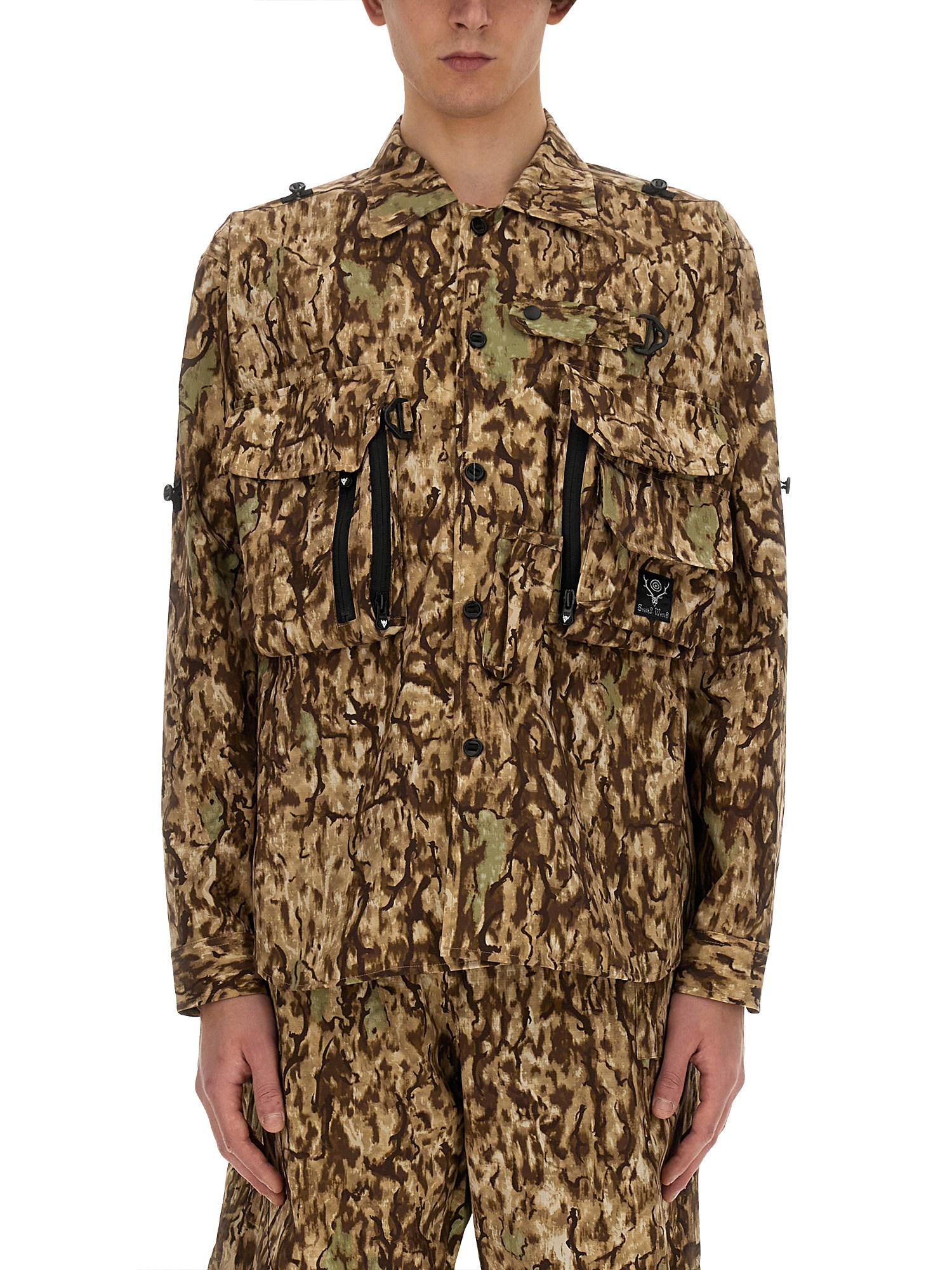 Shop South2 West8 Camouflage Print Jacket In Multicolour
