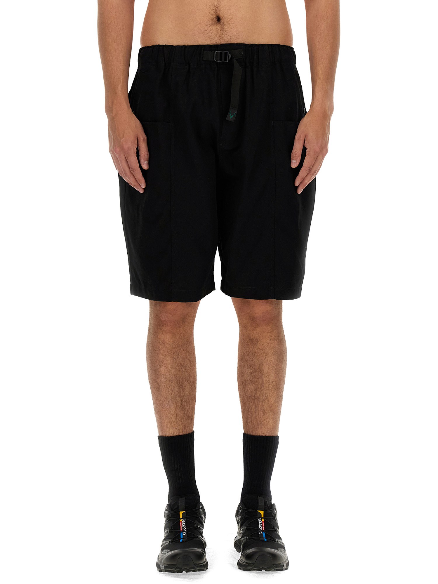 South2 West8 Bermuda Cargo Shorts With Adjustable Waist In Black