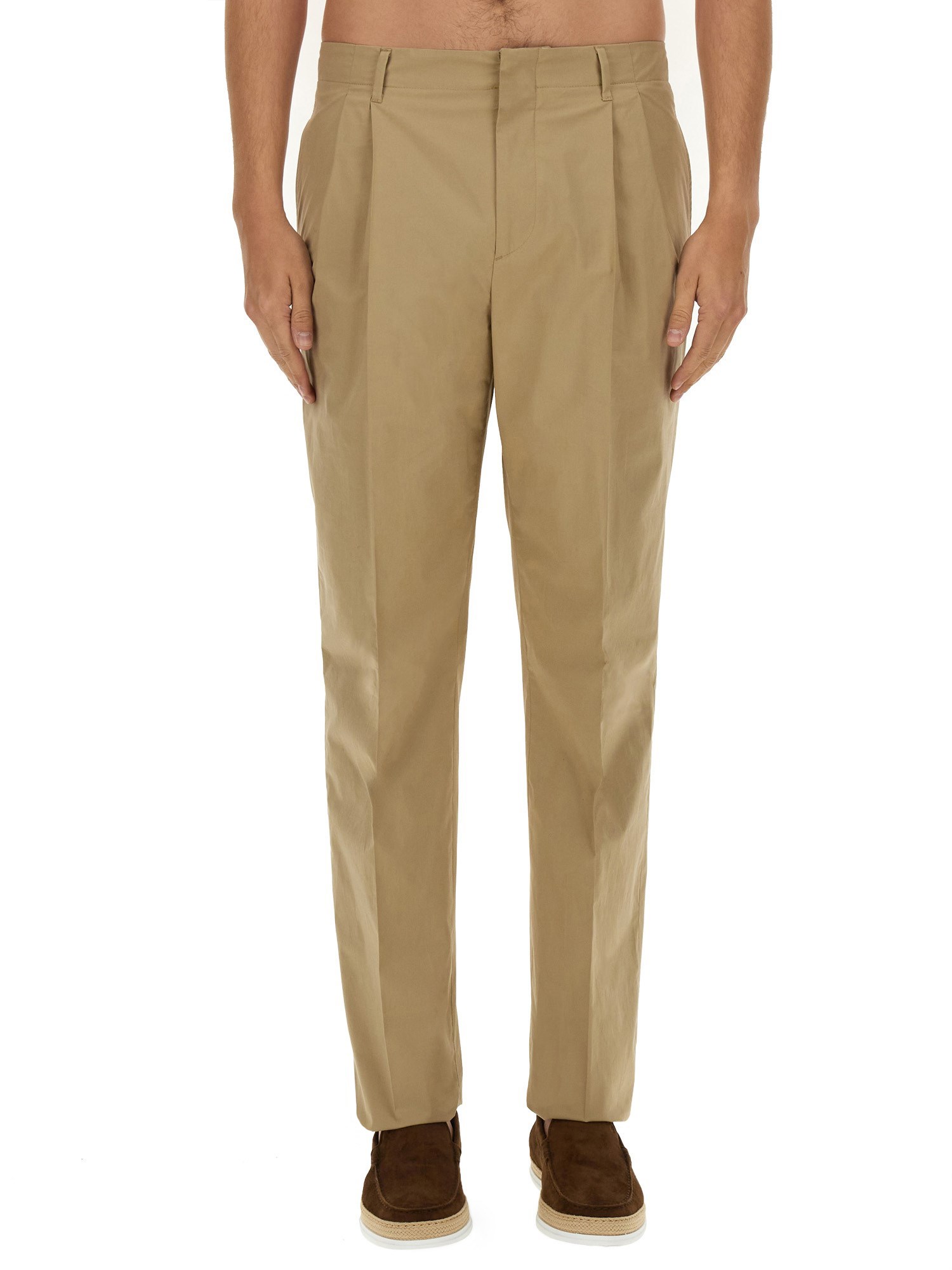 Shop Lardini Regular Fit Pants In Beige