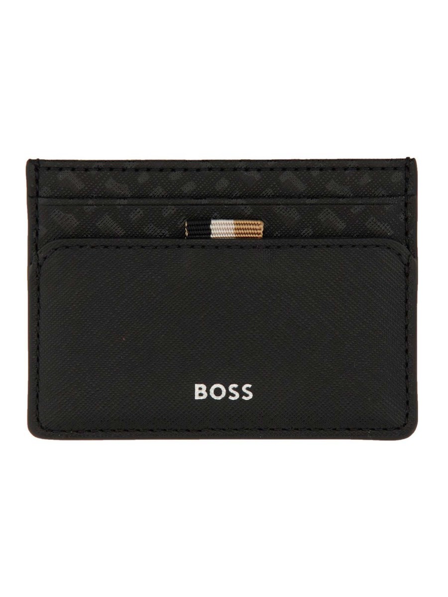 BOSS PORTACARTE ZAIR IN PELLE CON LOGO