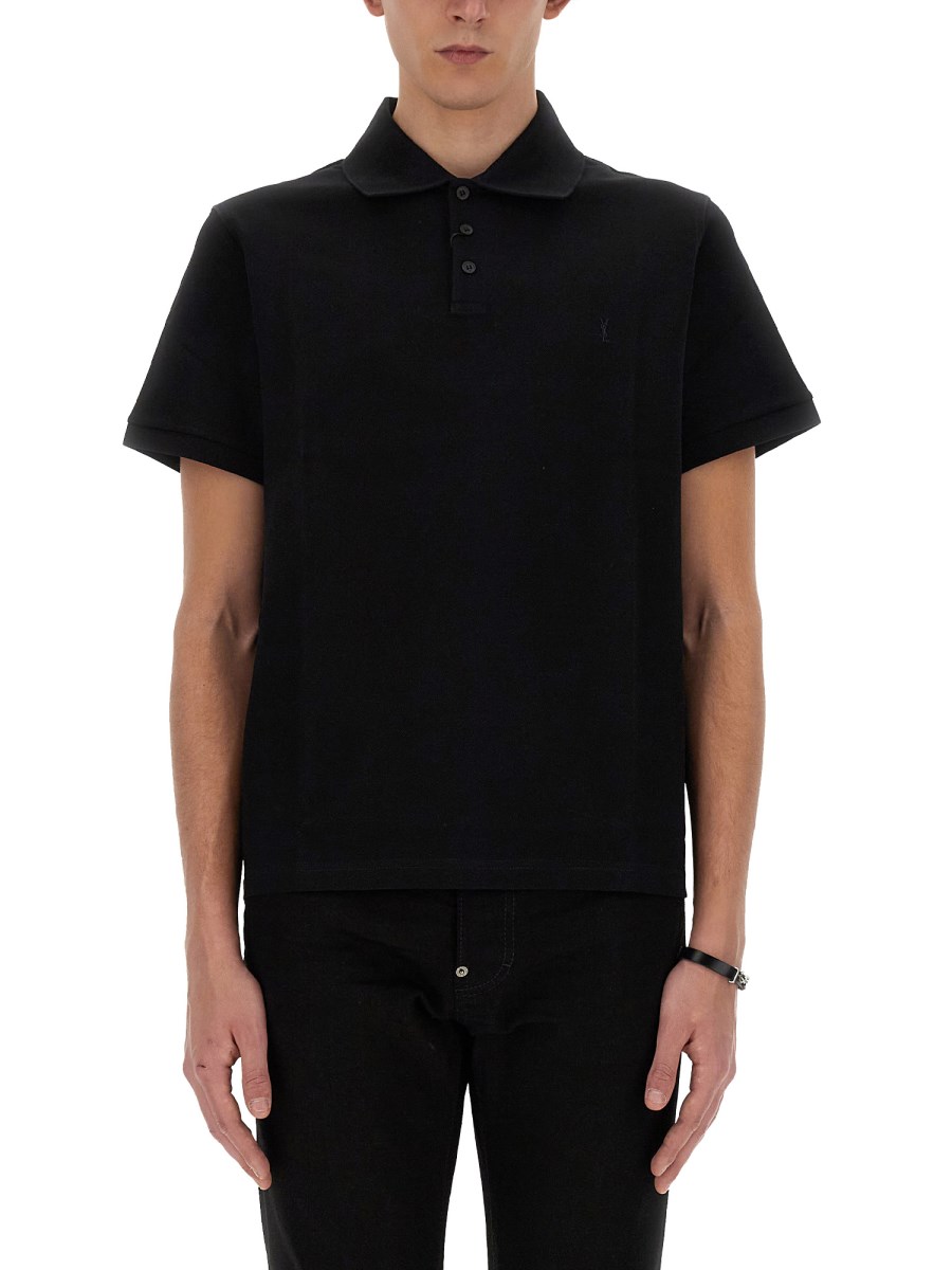 SAINT LAURENT POLO MONOGRAM IN PIQUE DI COTONE