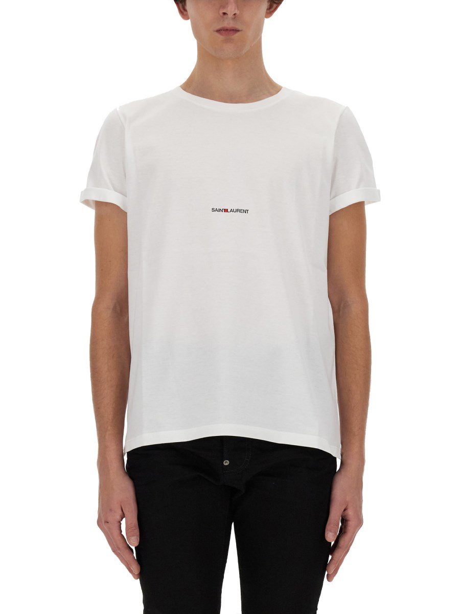 SAINT LAURENT T-SHIRT IN COTONE CON STAMPA LOGO