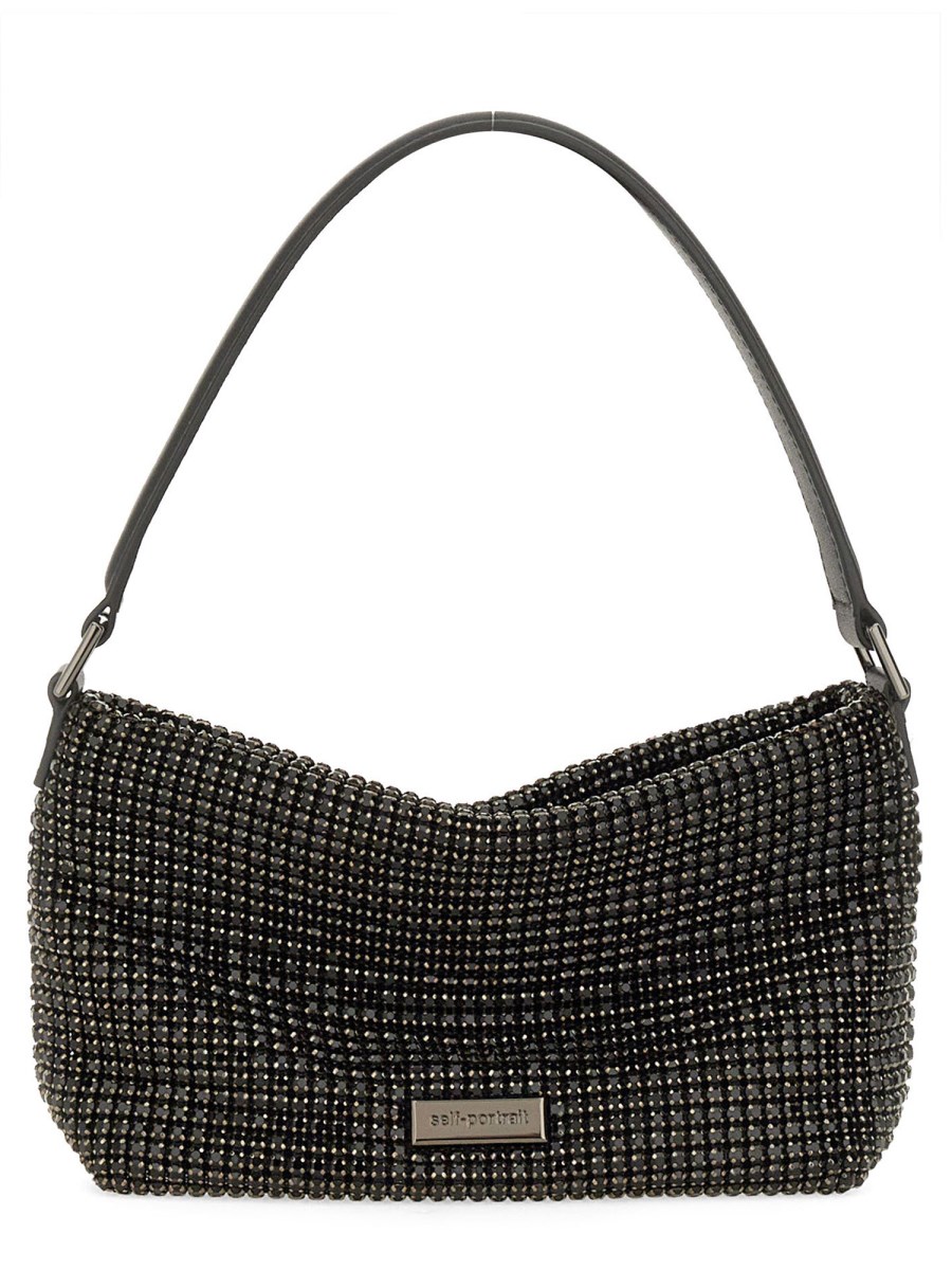 SELF-PORTRAIT BORSA HOBO SMALL DIAMANTE CON STRASS