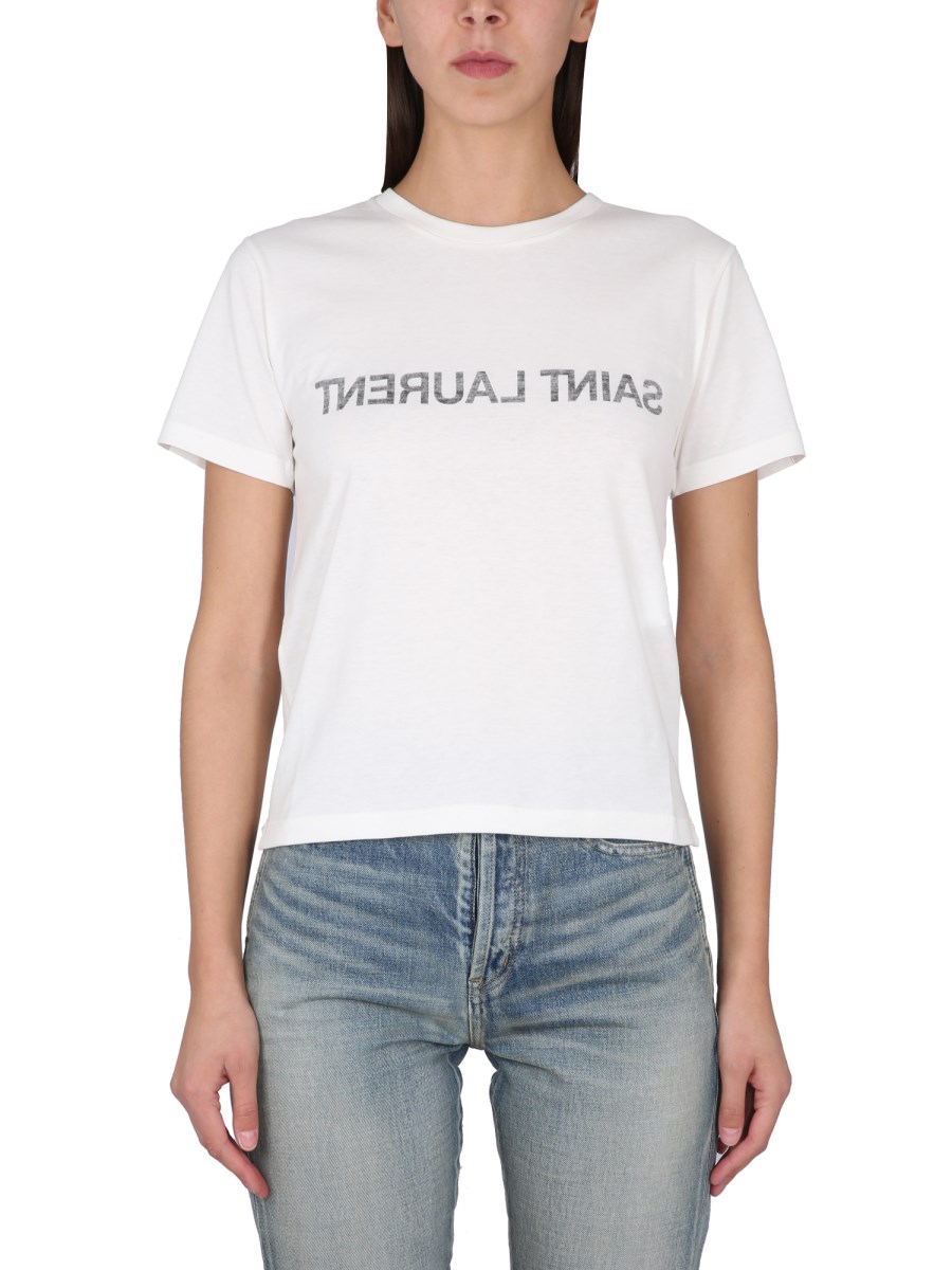 SAINT LAURENT - SAINT LAURENT REVERSE COTTON JERSEY T-SHIRT