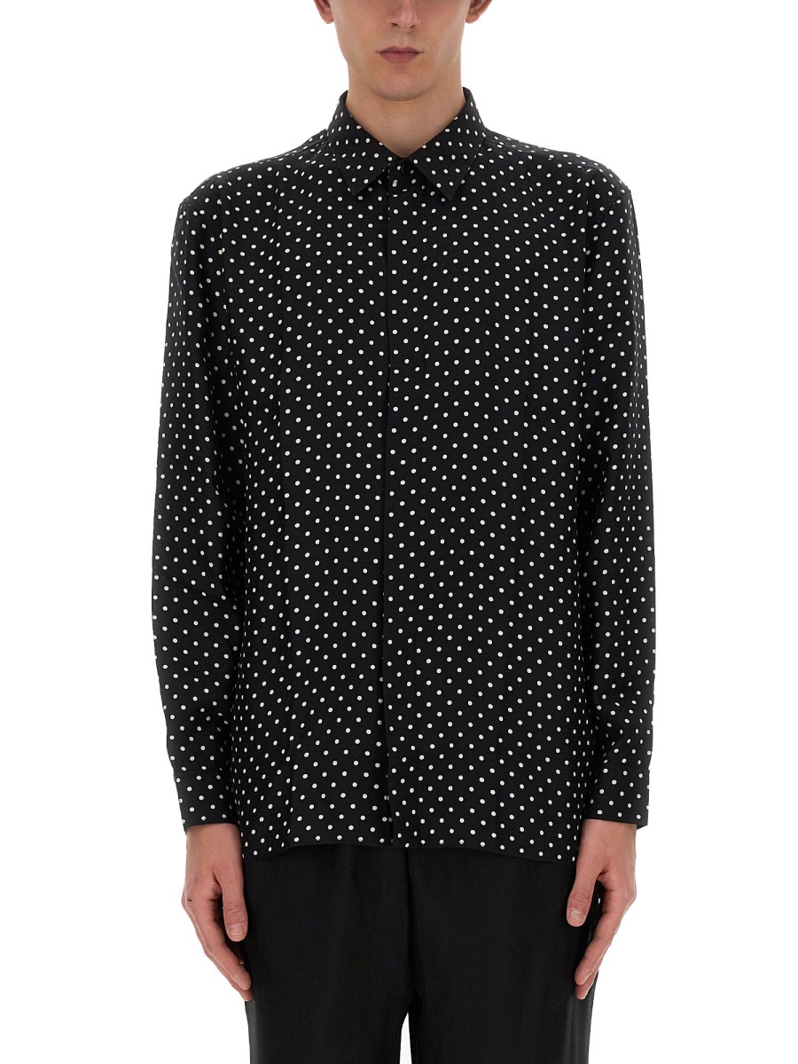 SAINT LAURENT CAMICIA A POIS IN SETA