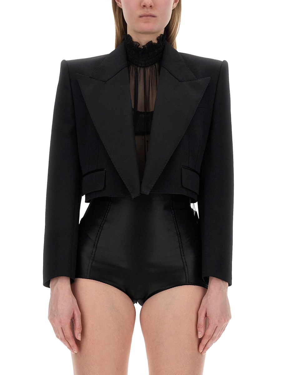 DOLCE & GABBANA GIACCA TUXEDO CORTA IN DOPPIA LANA