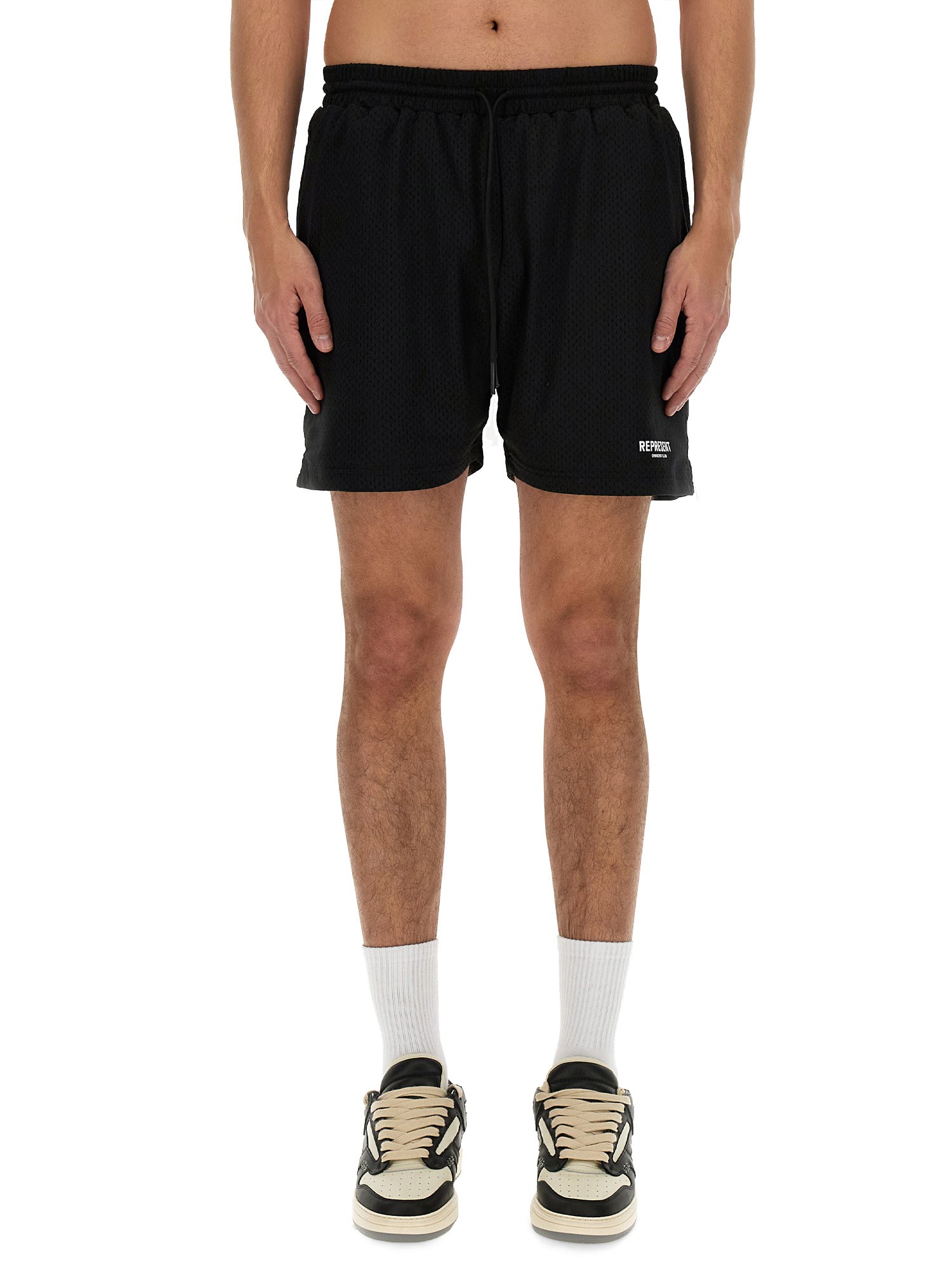 Shop Represent Mesh Bermuda Shorts In Black
