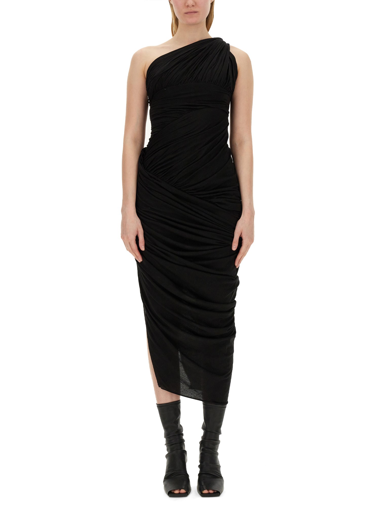 Shop Rick Owens Dress With Slit In Black