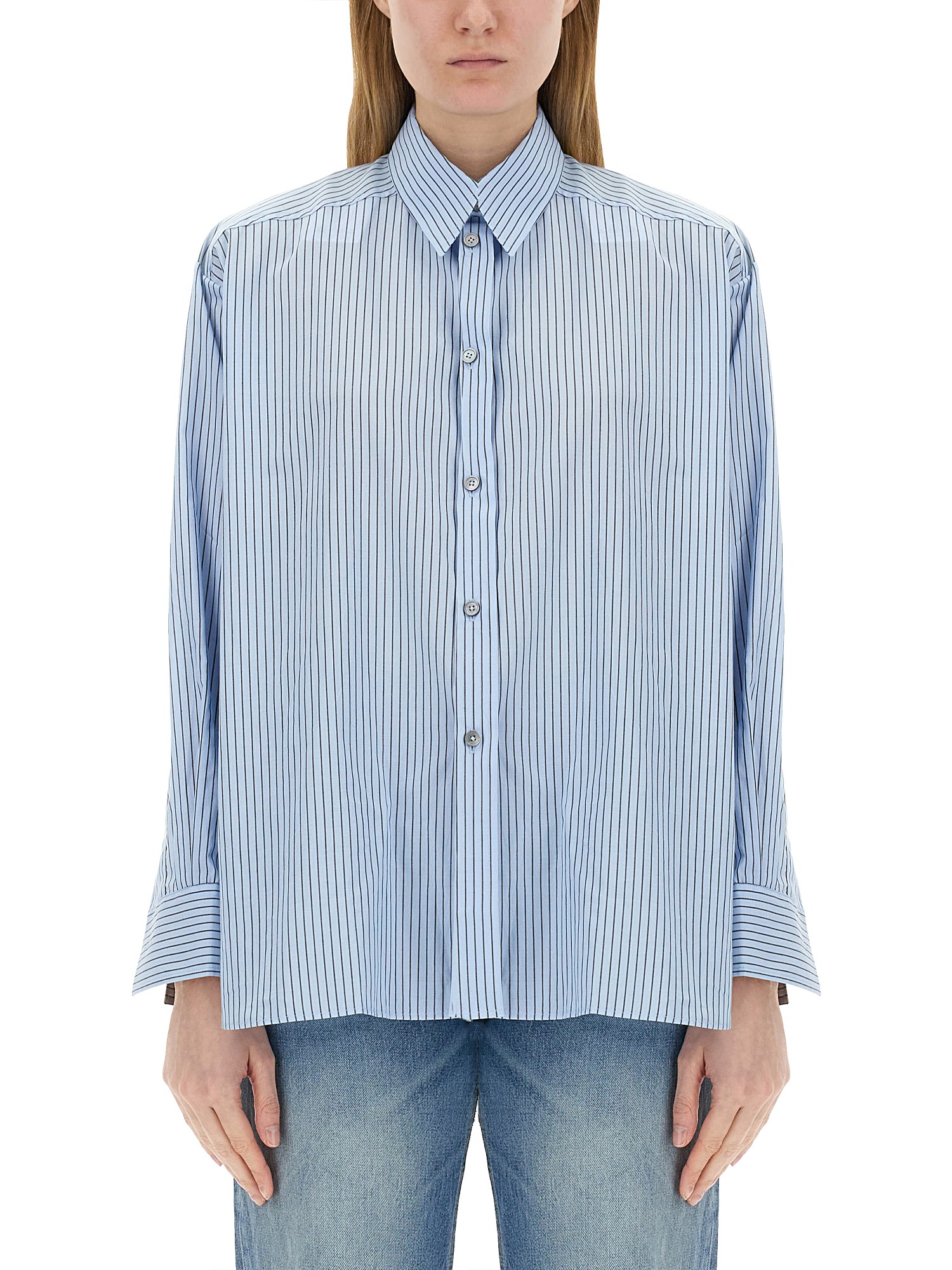 Shop Paul Smith Striped Shirt In Baby Blue